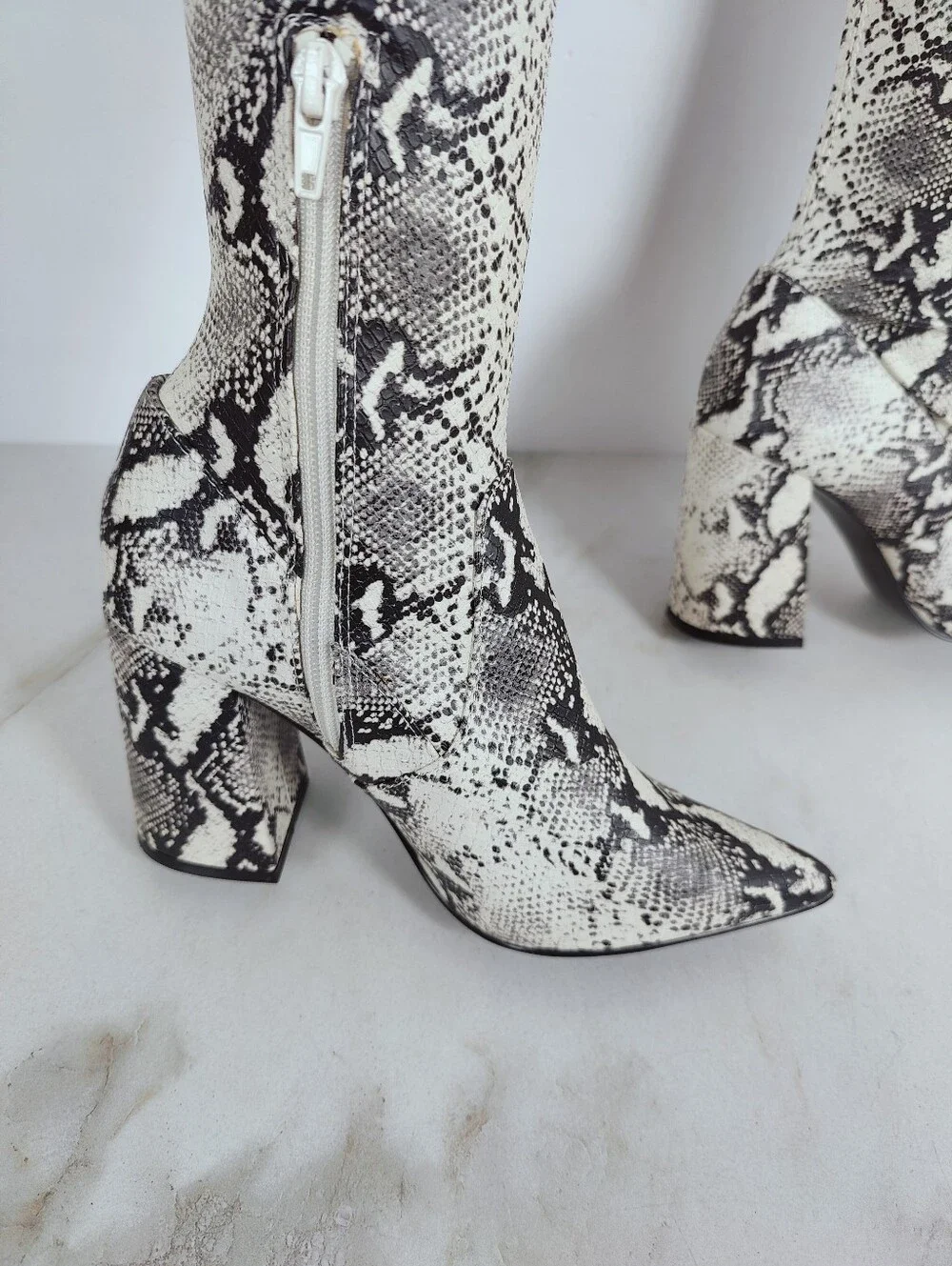 Steve Madden Jacoby Thigh High Snake Print OTK Pointed Toe Boots, Sz 7